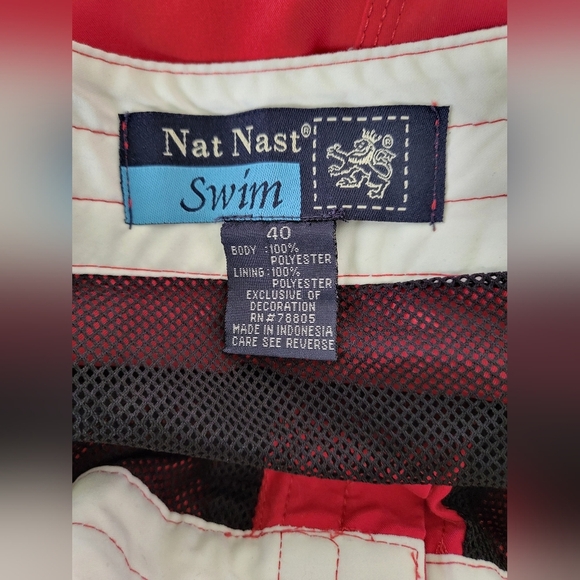 Nat Nast Men's Red Swim Board Shorts With Crown And Lion Logo Size 40 - Picture 4 of 4